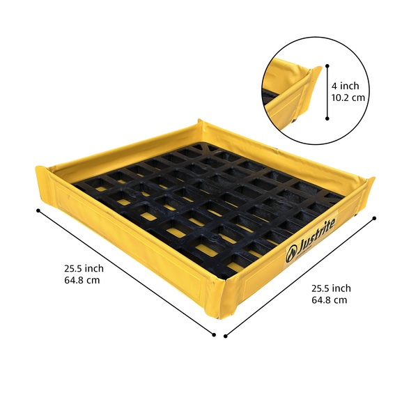 FOLDING UTILITY TRAY WITH GRATE, 25.5" X 25.5" X 4"