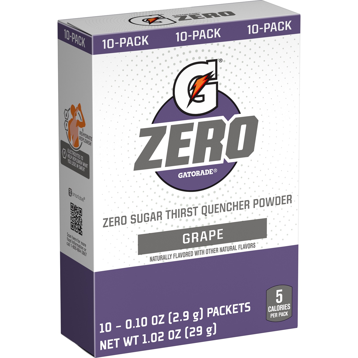 GATORADE, G ZERO POWDER STICK, GRAPE 10/PK