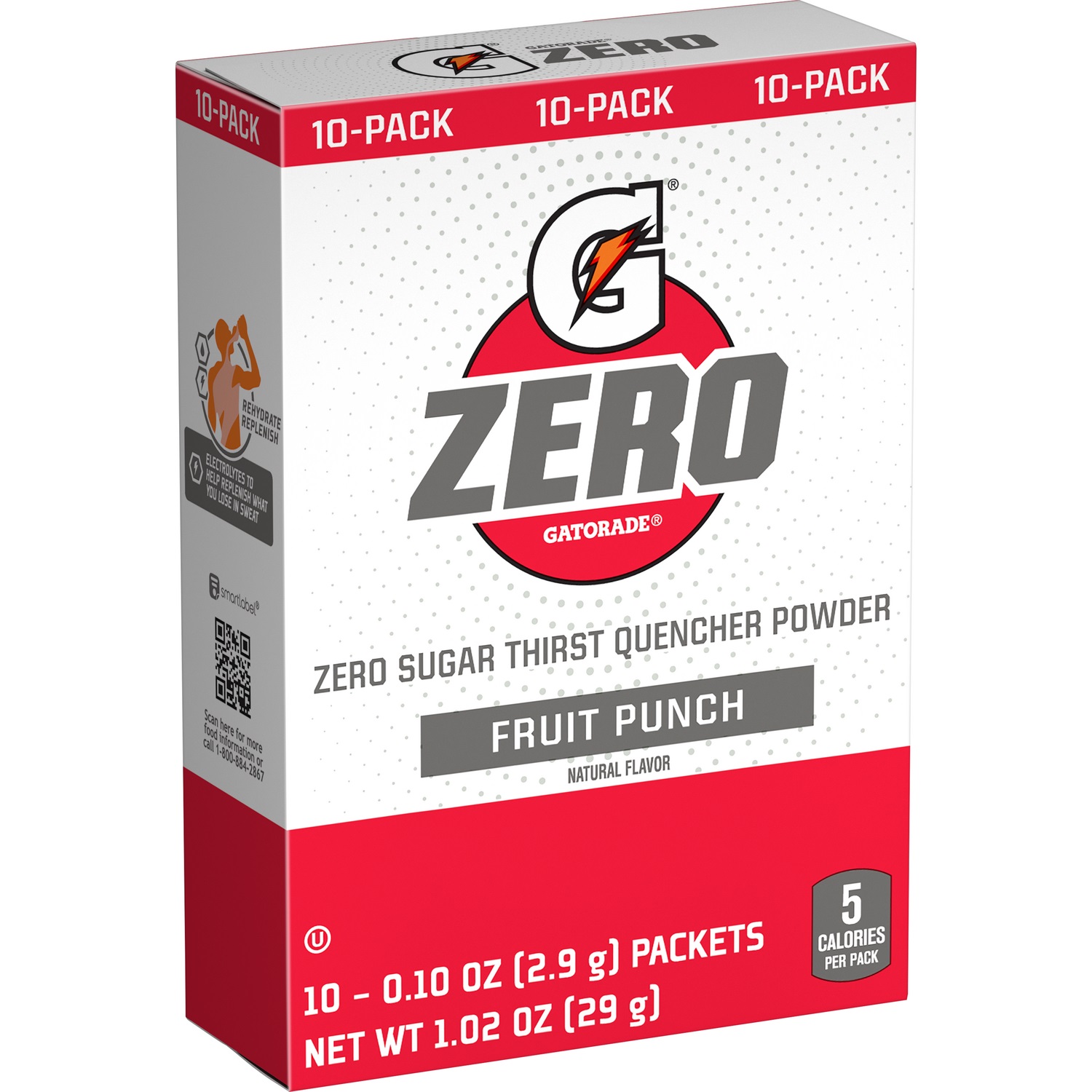 GATORADE, G ZERO POWDER STICK, FRUIT PUNCH 10/PK